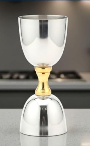 Image of Stainless Steel Premium Peg Measurer 30 & 60ml Jigger Bar Cocktail Shot Glass Metal Measure Cup Tool Set of 1