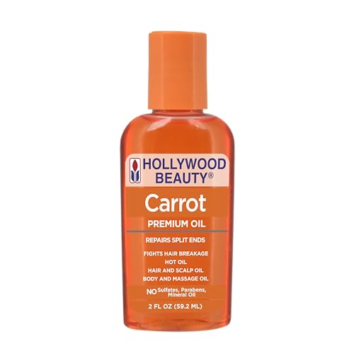Hollywood Beauty Carrot Hair Oil 2oz Bottle Hair Scalp Skin Nail & Massage Oil Helps Repair Damaged Hair & Skin Can be Used as a Hot Oil Treatment