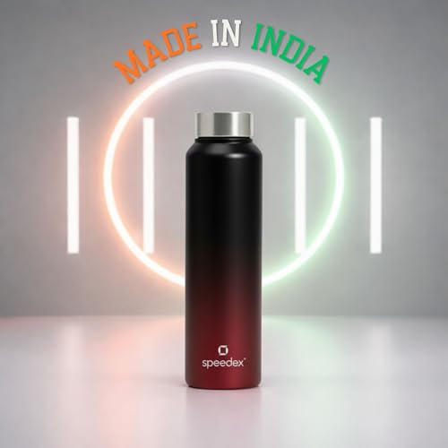 Image of Speedex Stainless Steel Water Bottle 1 Ltr, Leak Proof Screw Cap, BIS Approved 1000 ml Metal Bottle For Daily, Office, School, Gym, Travel Use for Men, Women, Kids, Adults, Black Wine, Set of 1