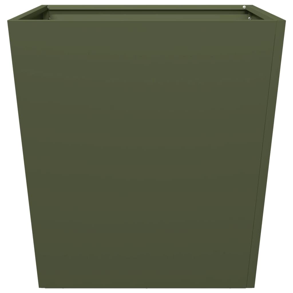 Générique Sadzarka na kwiaty stal oliwkowa 50x50x50 cm | Wytrzymała i odporna na rdzę, bez otworów drenażowych, idealna na balkon i patio, chroni przed chwastami