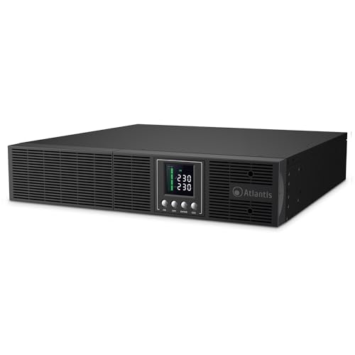 Atlantis A03-OP2002P-RC Pro Onduleur (UPS) Online Double Conversion et Pure sinusoïde avec Une Puissance de 2000VA 1800W, Serveur Rack, écran LCD, USB,...