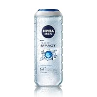 NIVEA MEN Pure Impact Shower Gel 500ml | Men's Refreshing Body Wash | With Purifying Scrub Particles | For Body, Face & Hair | Gentle Formula | Long-Lasting Clean Feeling