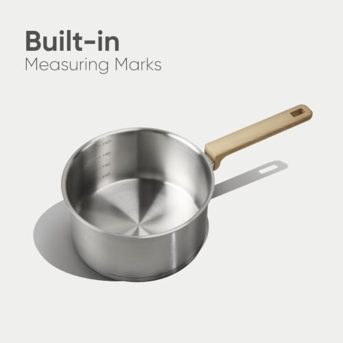 CAROTE 1.5Qt & 2.5Qt Stainless Steel Sauce Pan Set with Lid, 3-ply Base, Non-Toxic PTFE & PFOA Free Saucepan, Induction Cookware Set, Small Kitchen Pots, Stay-Cool Handles - Image 6