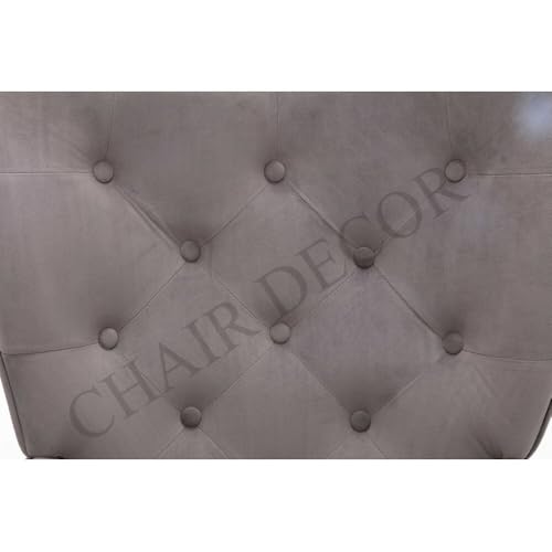 Image of Velvet Wingback Accent Chair for Living Room | Luxury High Back Tufted Armchair with Glossy Metal Legs | Modern Velvet Upholstered Lounge Chair for Home & Office | 1 Pc (Grey)