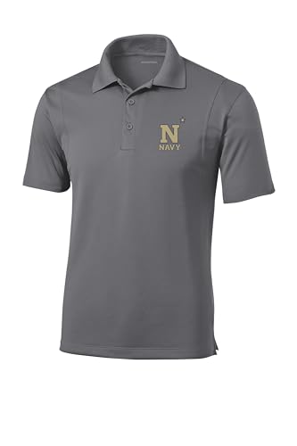 Sport Your Gear Naval Academy Midshipmen Prime Athletic Logo Micropique Sport-Wick Golf Polo (Navy Sport Gray, Medium)
