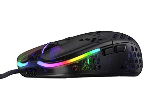 MZ1, Mouse da Gioco Con Filo Ultraleggero, Sensore Pixart 3389 all'Avanguardia, Forma Esclusiva per un Puntamento Ottimale, Illuminazione RGB regolabile, Zy’s Rail Edition - Mouse gaming - Immagine 4