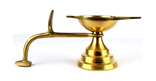ASHIRWAD Brass Oil/Ghee Aarti Jyot Diya Lamp with Handle Arti for Puja Heavy Sturdy One (2.5 Inch)