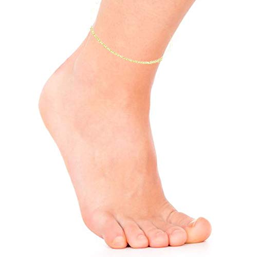 Ritastephens 14K Yellow Gold Mariner Link Foot Chain Anklet Ankle Bracelet 3.2 Mm 10 Inches #TOP2