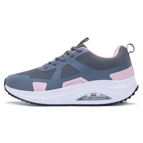 Womens Walking Shoes Orthotic Plantar Fasciitis Tennis Athletic Sneakers with Arch Support for Foot Pain Relief All Day Standing GreyPink US 8.5