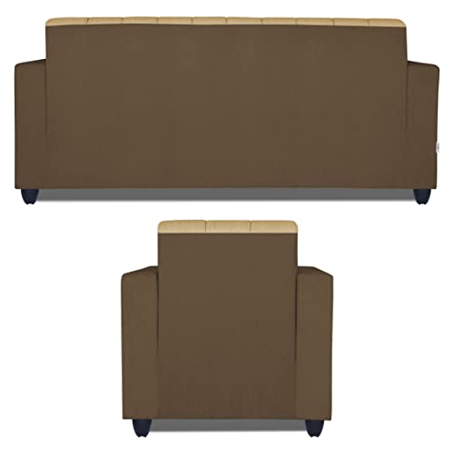 Image of Adorn India Rio Highback 3+1+1 5 Seater Sofa Set (Brown & Beige) (3 Year Warranty)