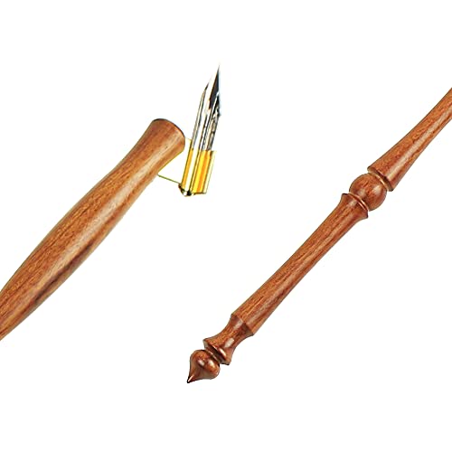 Featty 1 Set Dip Pen Wooden English Calligraphy Oblique Nib Holder With Mini Box And 5 Nibs (Sharp Style Set) #TOP2