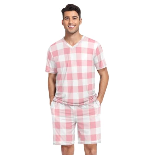 Camiseta de manga corta GuoChe transpirable estilo pijama a cuadros talla S