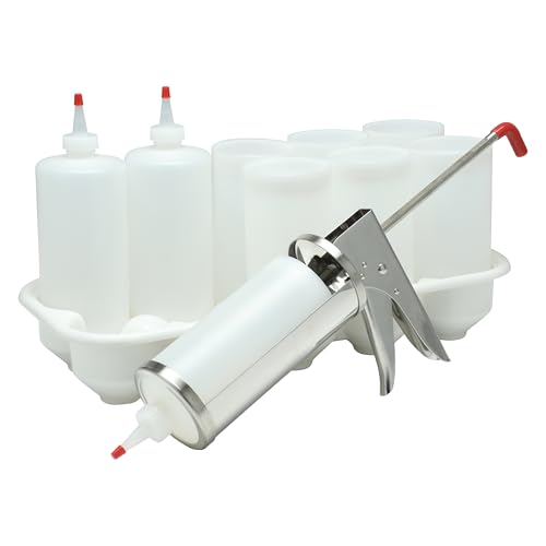 Image of Prince Castle Sauce Dispenser, .48 oz, Blue - Commercial Dispenser For Thick and Heavy Sauces Like Tartar, Mayonnaise, Sour Cream, Condiments, Guacamole