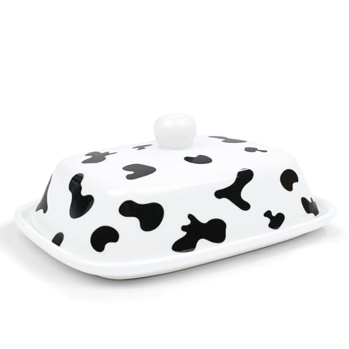 fanquare Ceramic Butter Dish with Raised Leg, Simple Porcelain Butter