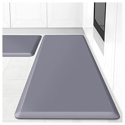 HappyTrends Kitchen Mat [2PCS] Cushioned Comfort Anti-Fatigue Floor Mat, Waterproof Non-Slip Kitchen Rugs, Thick Perfect Ergonomic Foam Standing mat for Kitchen, Home, Office, Laundry,Grey