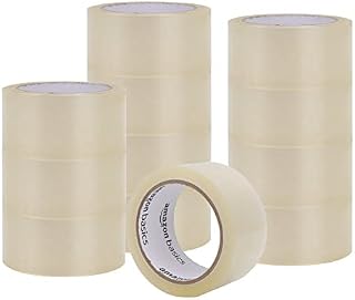 Amazon Basics Packaging Tape, 48mm x 66m, 1.8mil Thickness (12-Roll), Clear