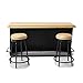 Dollhouse Furniture Metal Bar Table & Chair with Wood Top Pub Set 1:12 Scale Miniature Accessories Bar Counter Stool Mini Dining Coffee Table Model Layout Props Desktop Decor