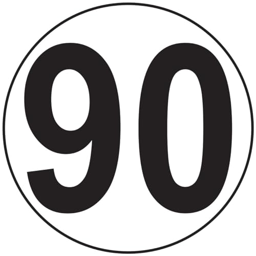 Autocollant Sticker Macaron Limitation de Vitesse Autocars Tracteur Poids - Lourds Disque Limitation Vitesse Camion 90 KM/H adhésif - 15 cm Diamètre