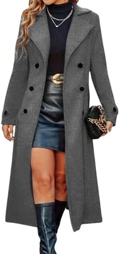 chouyatou Women's Winter Double Breasted Wool Coat Business Casua...