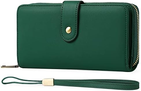 GAEKEAO Ladies Purse RFID Blocking Leather Large Capacit Women's Wallet with Multiple Card Slots and Zipper Pocket