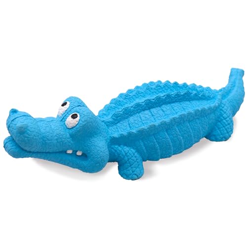 Dog Chew Toys for Large Dogs,Crocodile Dog Toys Aggressive Chewers Almost Indestructible Tough Natural Rubber Dog Toys Fits for Teeth Cleaning Gum Massage, Squeaky Dog Toys Puppy Chew Toys (Blue)
