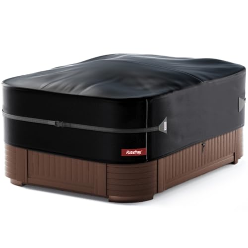 Rosefray Wasserdichte quadratische Whirlpool-Abdeckung, 420D, strapazierfähig, für den Außenbereich, winddicht, 241,3 x 241,3 cm, Schwarz Rosefray Wasserdichte quadratische Whirlpool-Abdeckung, 420D, strapazierfähig, für den Außenbereich, winddicht, 241,3 x 241,3 cm, Schwarz