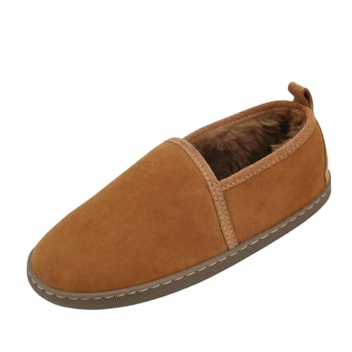 Lammfell Hausschuhe - HUBERT Fellschuhe Lederschuhe Damen Herren Schuhe Größe EUR 44, Farbe Beige