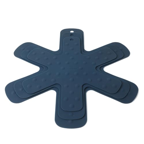 Calphalon Prime Trivet Set 3-Piece Silicone Trivets Pan Protectors High-Heat Resistant Non-Slip Cookware Protectors for Countertop Protection and Cookware Stacking Navy