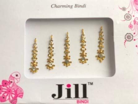 Long Indian Traditional Gold Bindi Tattoo By Zenia Creation