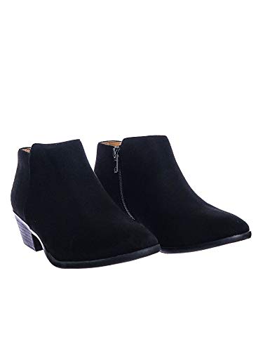 Image of Soda Women's Mug Round Toe Faux Suede Stacked Heel Western Ankle Bootie