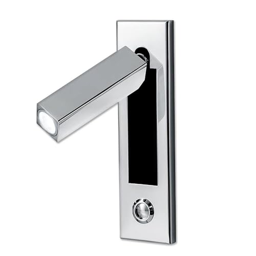 Lista de Lámparas con luz natural Top 10. 50 AGURELI Lámpara de lectura LED de pared giratoria de 360° - Aplique de noche ajustable con luz natural de 4000 K for hoteles y hogares(Chrome)