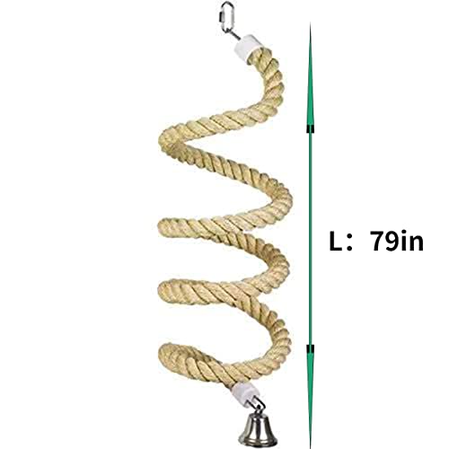 Image of Bird Spiral Rope Perch, Bird Hemp Rope Swing Perch, Bird Cage Stand Pole Accessories, Bird Standing Climbing Toy for Parrot Parakeet Budgies Lovebirds Cockatiels (Large)