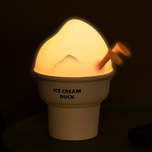 Ice Cream Duck Night Lights for Kids, Night Light with Touch Sensor, Silicone Dimmable Nursery Nightlight for Bedroom, Rechargeable Bedside Lamp for Baby Kids, for Decor Bedrooms, Living Room