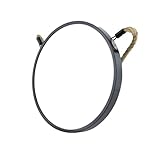 IDEËN Round Minimalist Wall Mirror with Rope - Decorative Rustic Vanity Mirror for Living Room, Bedroom, Bathroom & Entryway (Black, 12 in)-Plastic Frame