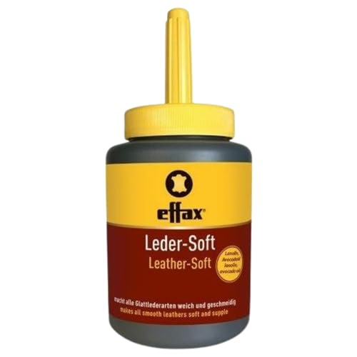 RL24 Effax - Leder-Soft mit Pinsel | Lederöl mit Bienenwachs, Lanolin & Avocadoöl | Lederfett für alle Glattleder | pflegt das Leder & schützt vor Feuchtigkeit | Lederpflege | 1 x 475 ml Flasche