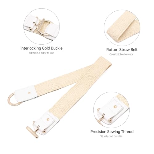 Long Keeper Straw Woven Elastic Belt for Women Ladies Bohe Stretch Waist Belt for Dresses With Gold Buckle Wide Waistband3