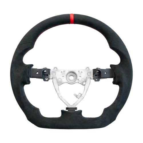 JIANGGAI HANDCRAFTED FLAT-BOTTOM SUEDE Steering Wheel for Toyota FJ Cruiser 2007-2017,Ergonomic Anti-Slip Grip with Finger Grooves Sporty Upgrade