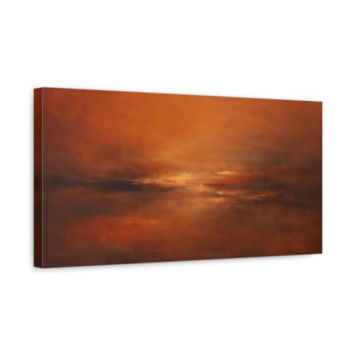 Toile horizon abstrait moderne pour salon chaleureux, déco murale zen 50x25
