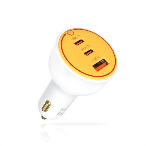 Shell 138W シガーソケット USB-C 3ポートカーチャージャー 【PD3.0/QC4.0/PPS 対応】 耐久性 コンパクトサイズ Car Charger 急速充電 MacBook Pro/Air, iPhone 17/16/15/14, Galaxy S24/S23 Ultra, iPad Pro 対応