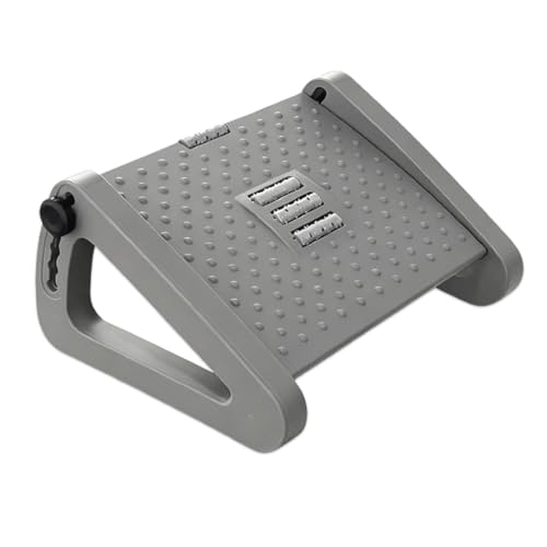 Repose-pieds de bureau ergonomique gris avec 6 hauteurs réglables et rouleaux de massage relaxants