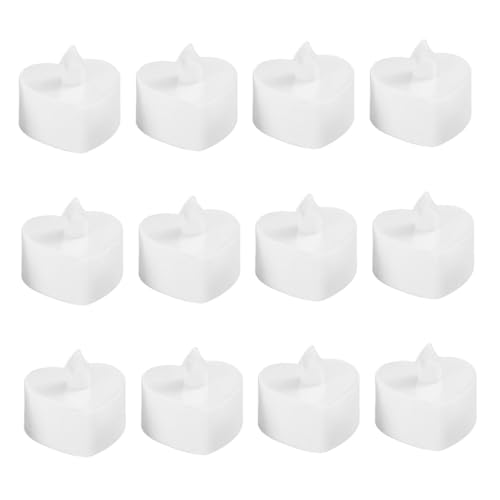 DOITOOL 12 Piezas Luz De Vela En Forma De Corazon Sin Luces De Té Eléctricas Velas De Té Te Ligero Velas Led Parpadeando Piscina Vela Led Sin Humo En Forma De Corazón Páginas