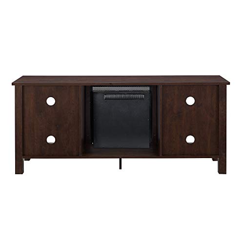 Walker Edison Wren Classic 4 Cubby Fireplace TV Stand for TVs up to 65 Inches, 58 Inch, Brown - Thumbnail 3