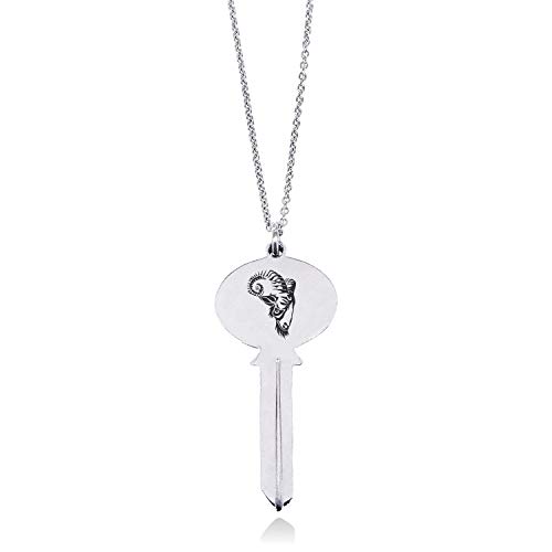Tioneer Stainless Steel Celestial Satyr Goat Oval Head Key Charm Pendant Necklace