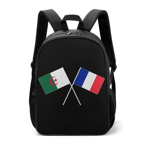 Algerian French Friendship Flag Travel Backpack Casual Daypack Shoulder Bag with Adjustable Shoulder Straps for Hiking