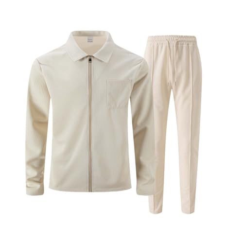 Survêtement gaufré homme en coton doux et confortable ensemble zippé