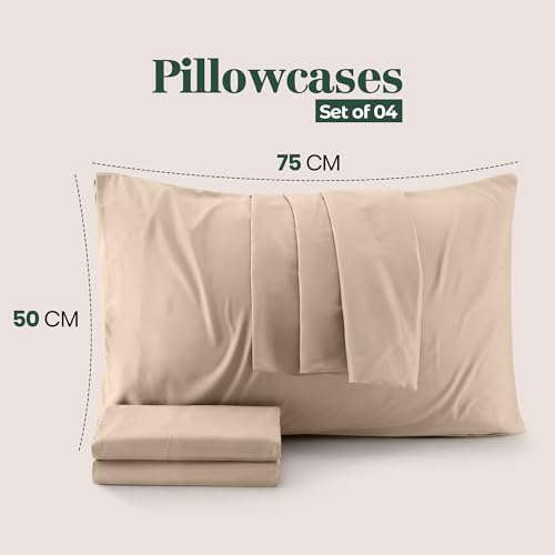 Utopia Bedding - 4 Pack Pillow Cases - OEKO-TEX - Standard Size 50x75 cm - 100% Brushed Microfiber Pillowcases with Envelope Closure, pillows not included - Wrinkle, Fade, & Stain Resistant - Beige
