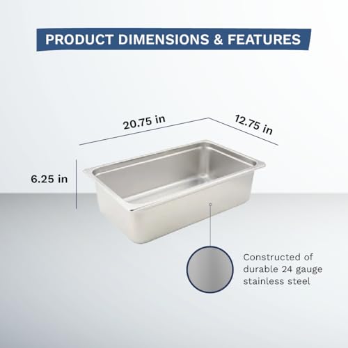 Kratos 28W-229 Full Size Stainless Steel Steam Table Pan, 6” Deep, 24 Gauge