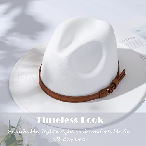 Image of Lisianthus Men & Women Vintage Wide Brim Fedora Hat | Classic Belt Buckle Decor, Adjustable Drawstring, Inner Breathable Sweatband, Timeless Style, Ideal for Travel & Daily