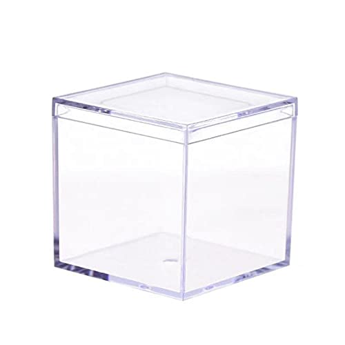 Transparent Favor Boxes,food grade acrylic box, Plastic Gift Box,2.5x2.5x2.5 Inch,Transparent, Square, Undeformed, Birthday Present and Candy packing box,3 pack,includes 8 Sticker