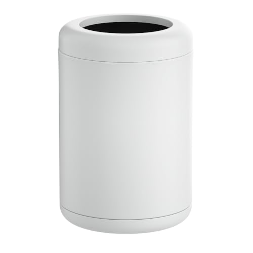 Image of 8L /2.1gal Ceramic White Trash Can,Small Bathroom Trash Can,Open Top Modern Garbage Can for Bedroom,Bathroom,Powder Room,Bedroom,Office (White)
